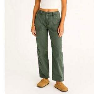 Vintage Y2K Free People Low Slung Baggy Boho Grunge Army Green Utility Pants 8